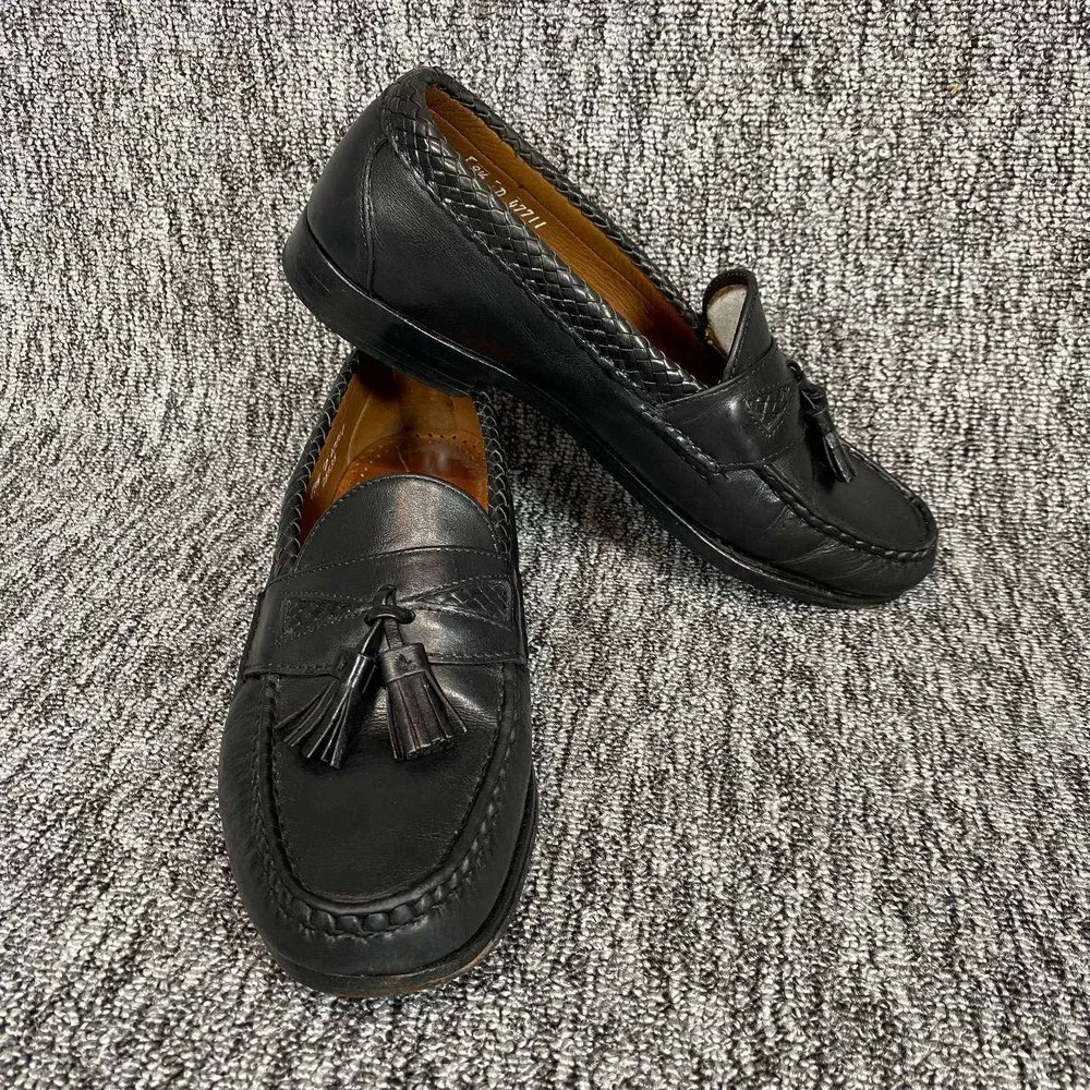 Allen‎ Edmonds Maxfield Loafers Mens Size 9.5 D Black Woven Tassel Leather Shoes